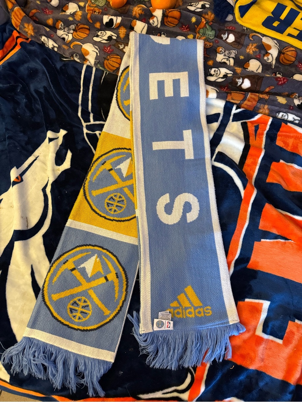 adidas Light Blue and Gold Knit Team Scarf